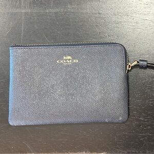 Coach Midnight Blue Wristlet with Gold Accents